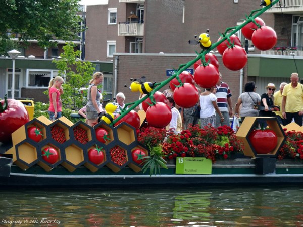 Colourful decorated boats in Schipuilden