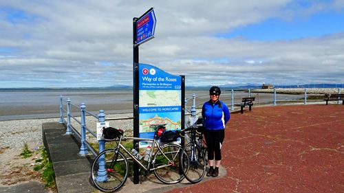 The start of the Way of the Roses route in Morecambe