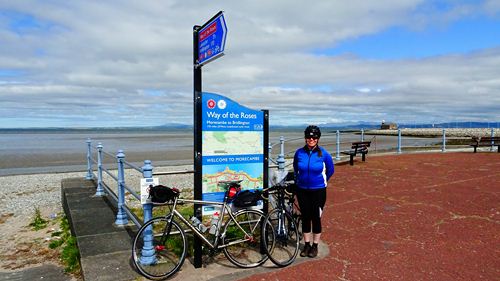 The start of the Way of the Roses route in Morecambe The start of the Way of the Roses route in Morecambe