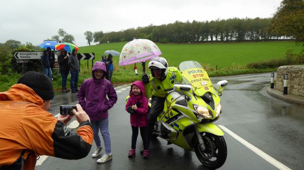 Mixing it with the police outriders