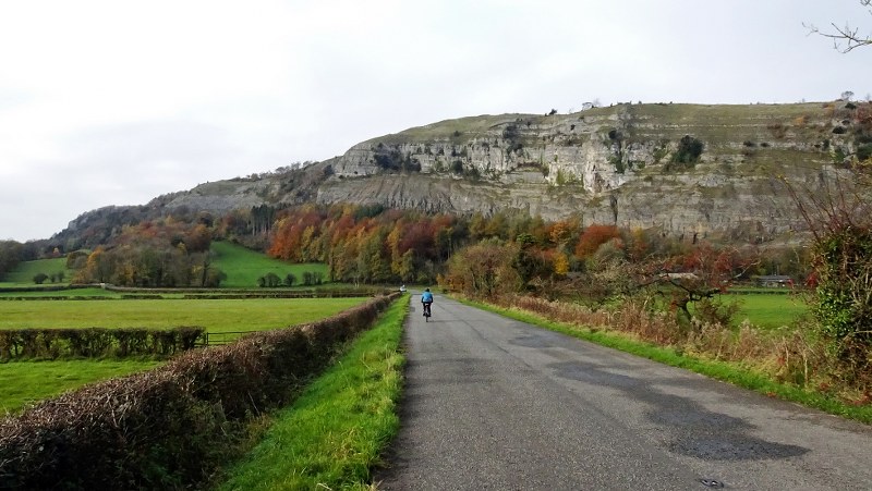 Riding toward Whitbarrow Scar from Levens