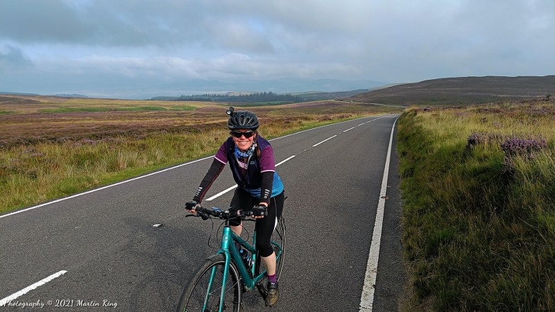 Helen on the long climb out of Bala