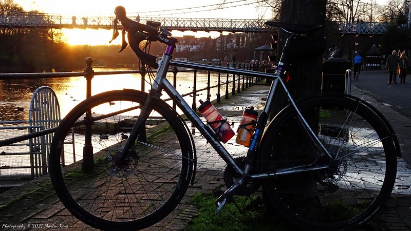 Biking into the sunset in Chester