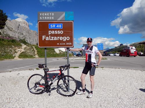 On the summit of Passo Falzarego after a long day to Tre Cime