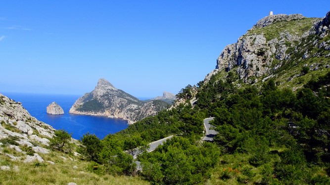 View of the sea cliffs of Formentor