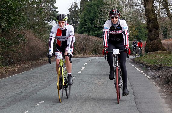 Paul and me flying on the Jodrell Bank Classic