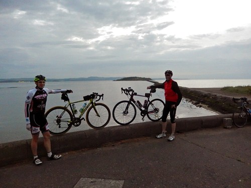 Paul and I celebrate completing the Ride to the Sun at Cramond